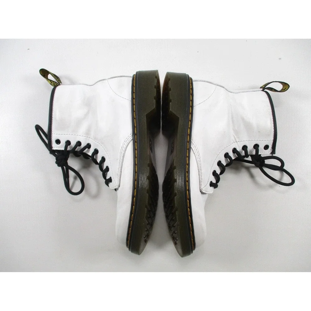 Dr.‎ Martens Kids 1460 J White Leather Combat Side Zip Boots Size US 3